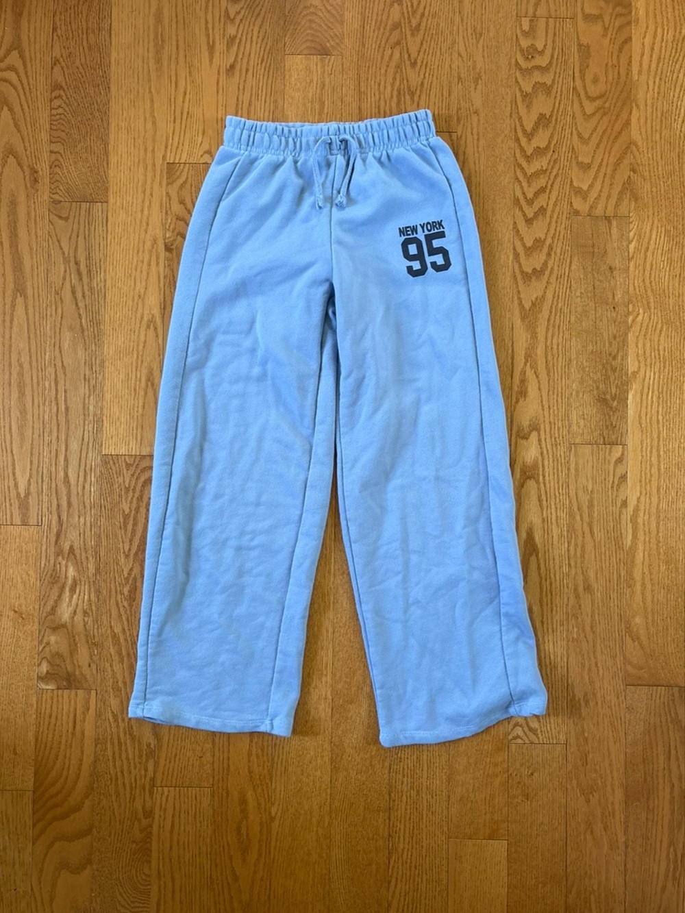 Zara Light Blue Kids Sweatpants with 'New York 95' Print